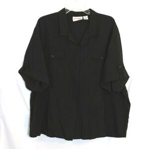 Joanna Plus Black Roll Tab Button Up Shirt Women's 3X VINTAGE